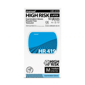 Перчатки латексные MANUAL HR419 High risk смотр.нестер. М/ бл. 25 пар