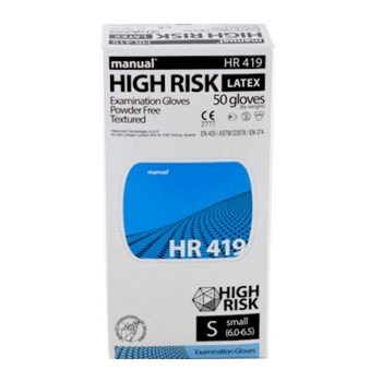 Перчатки латексные MANUAL HR419 High risk смотр.нестер. S/ бл. 25 пар